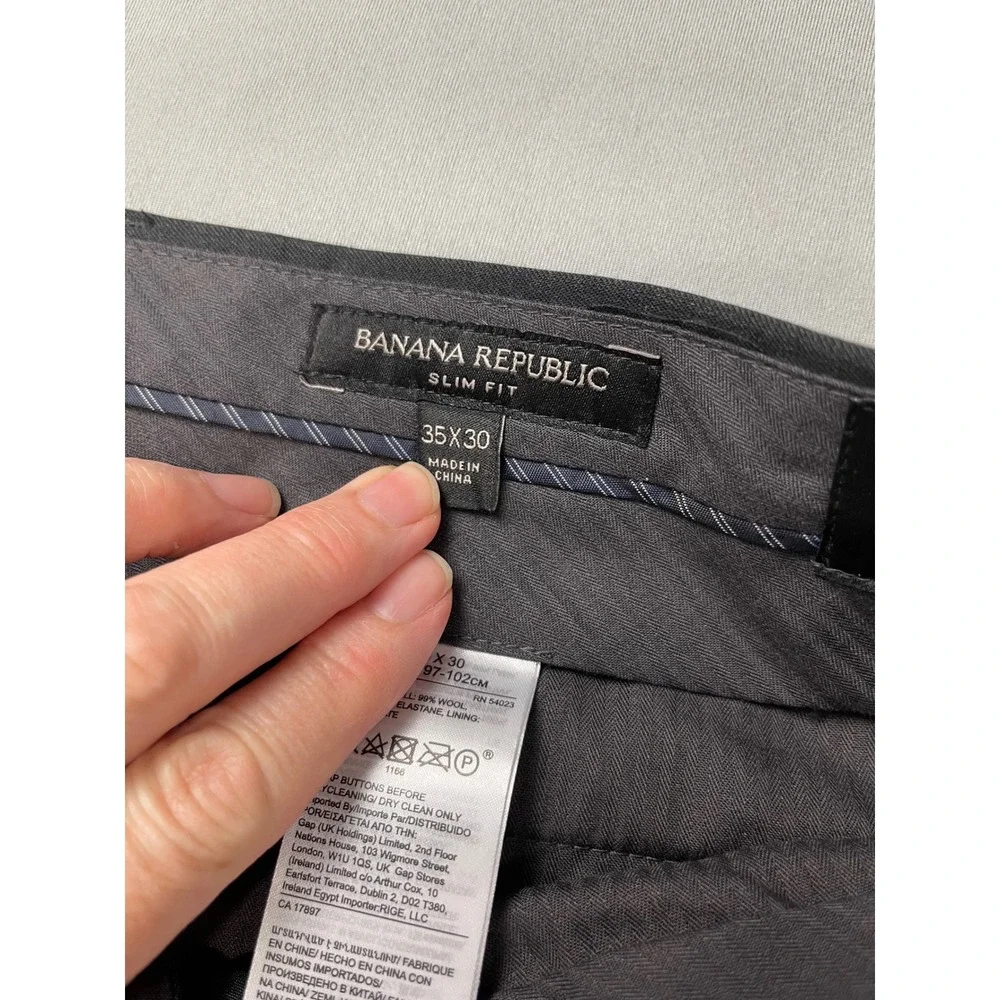 Banana‎ Republic Marzotto Super 120s Wool Slim Fit Dress Pants Charcoal 35x30